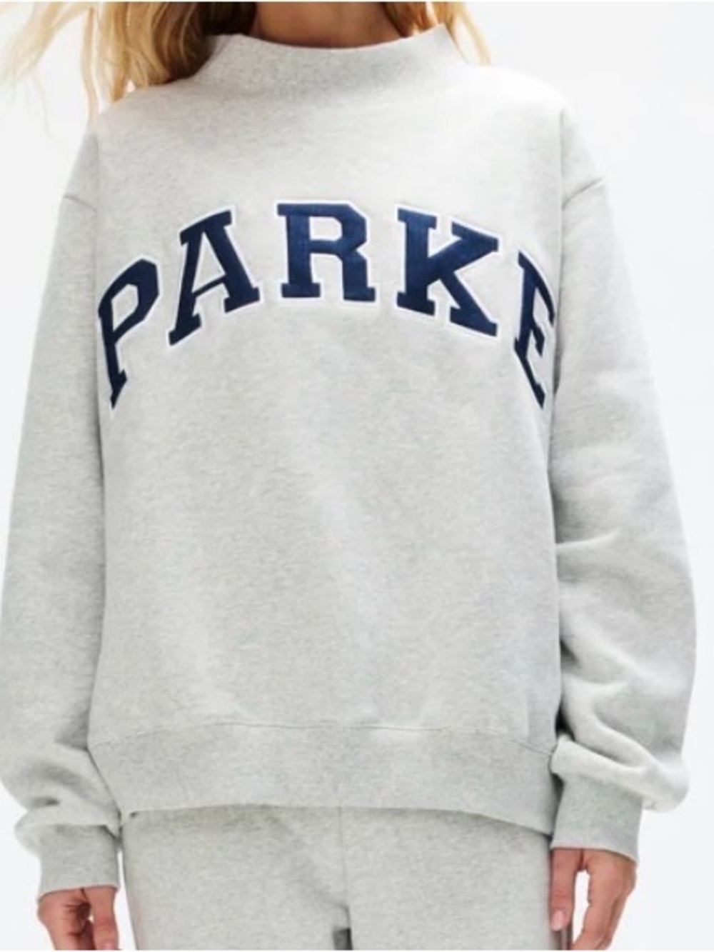 Parke Light Gray OG Mockneck with Navy Lettering